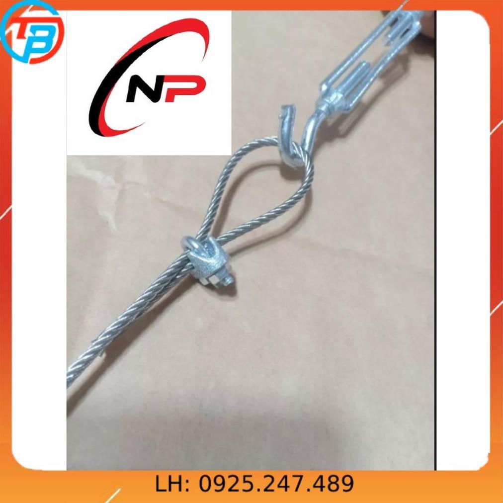 Combo 10 Mét Cáp Bọc nhựa 5mm kèm 1 tăng đơ,2 ốc siết cáp,2 khoen +tắc kê gắn tường.Làm dây phơi quần áo chống hoen rỉ..