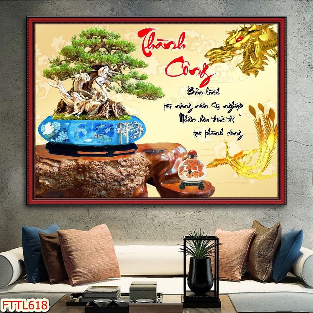 Tranh dán tường Tranh tết 2021 Tranh thư pháp Chậu Bonsai - hoa mai 10, Tranh dán tường 3d hiện đại