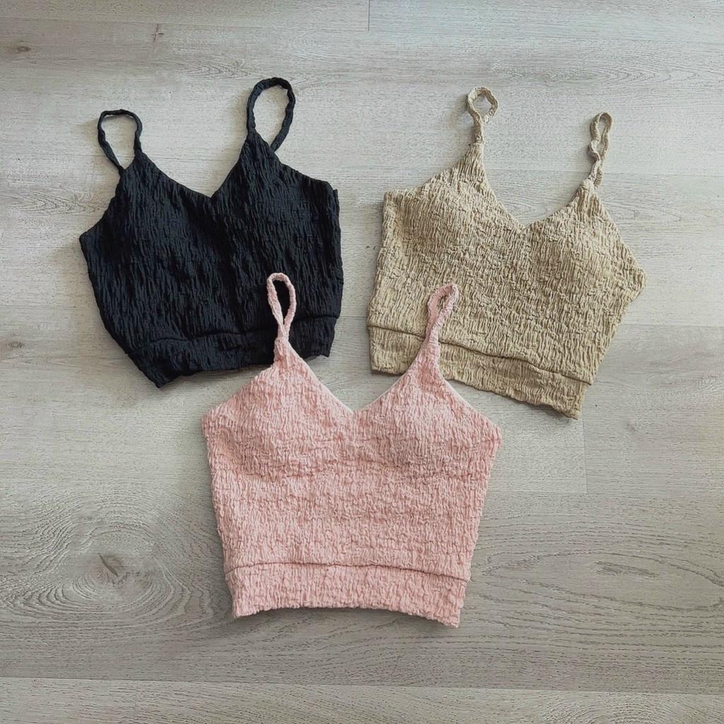 Áo hai dây nữ , áo hai dây croptop chất xốp co dãn nhẹ dành cho nàng dưới 50 kg - A07 xốp