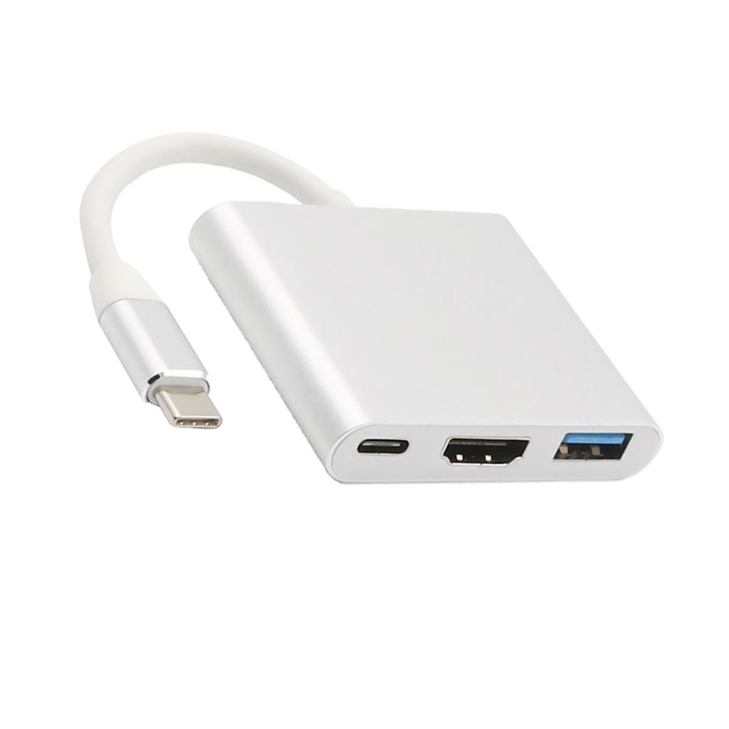 3 In 1 Type C To 4K HD HDMI & USB 3.0 & USB-C Charging Hub Adaptor Converter