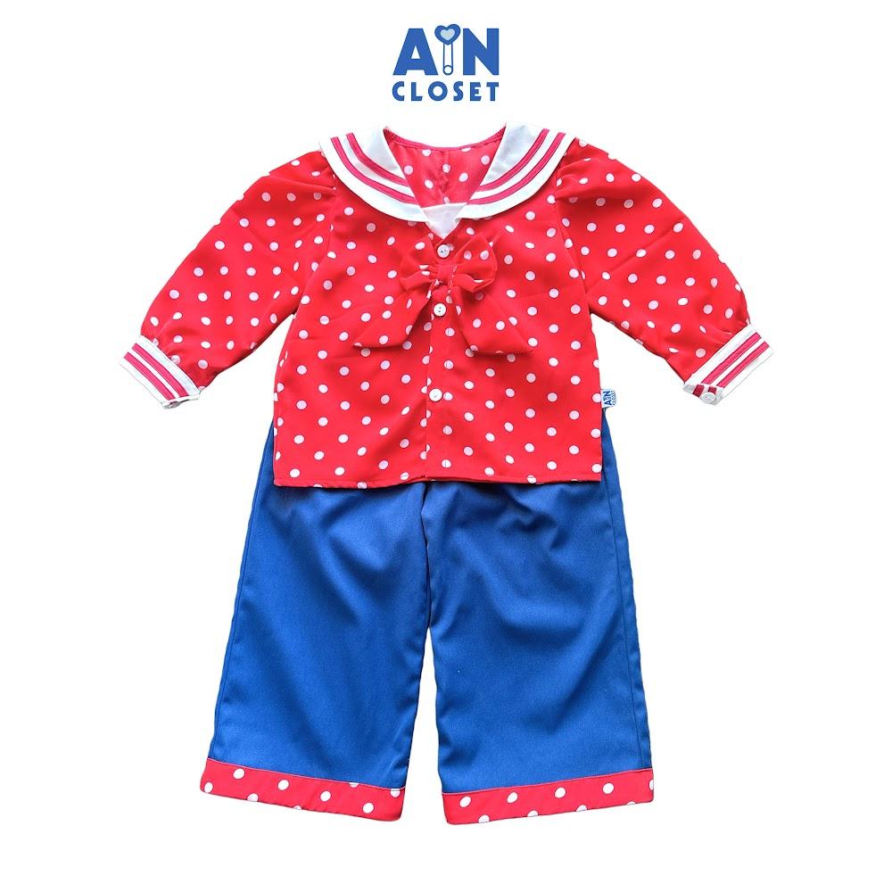Bộ quần áo Dài bé gái họa tiết Thuỷ Thủ Bi Lụa Đỏ - AICDBGMYH1V6 - AIN Closet
