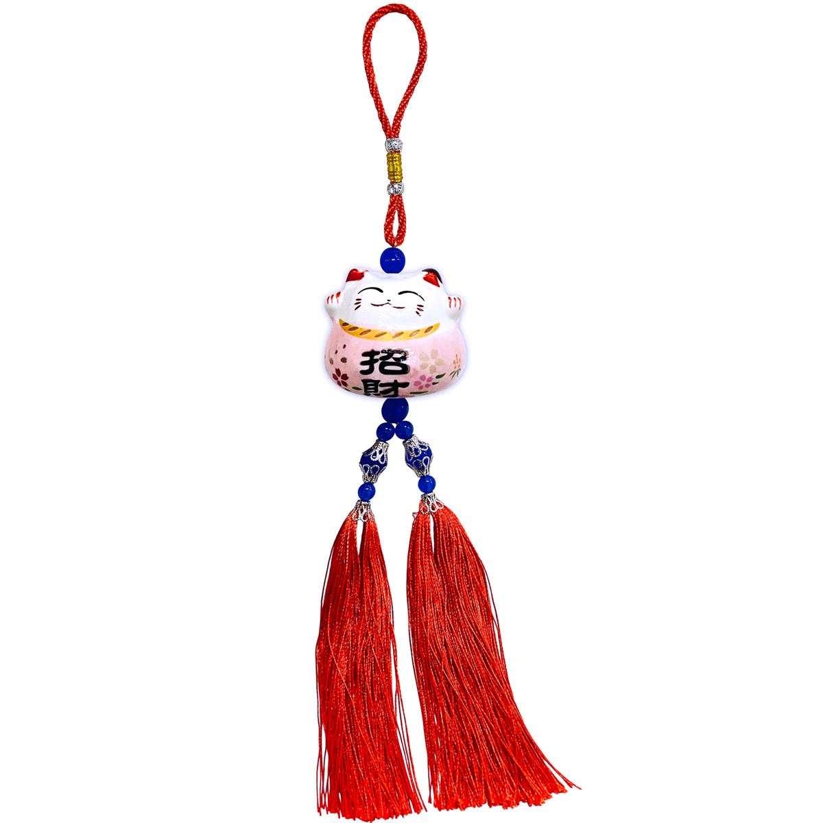 Dây Mèo May Mắn Treo Xe - Màu Hồng