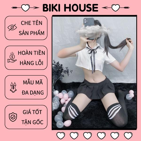 Đồ ngủ sexy cosplay nữ sinh anime đáng yêu váy xếp ly áo croptop kèm cà vạt nơ học sinh dễ thương BIKI HOUSE N716 - HCM