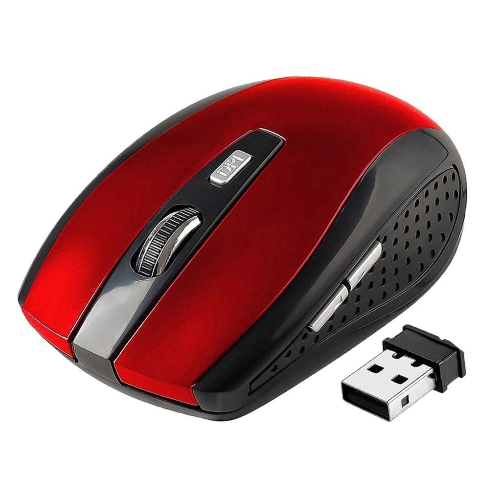 2Pcs Wireless 1800DPI Cordless Optical Gaming Mouse USB Interface PC
