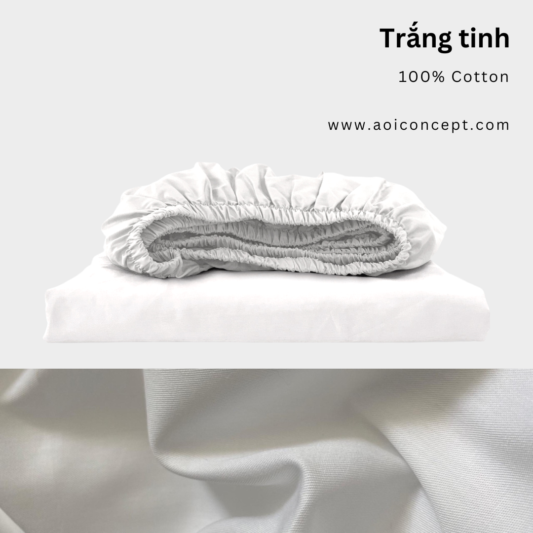 Ga Giường Cotton Satin 1m8 x 2m Nhiều Màu bo chun Cao Cấp À Ơi Concept không xù lông trơn mượt thoáng mát Home Bedding