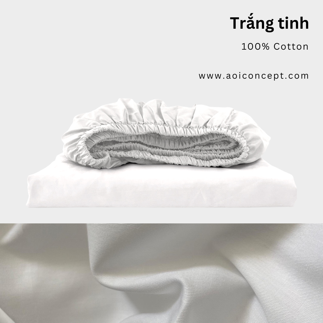 Ga Giường Cotton Satin 1m4 x 2m Nhiều Màu bo chun Cao Cấp À Ơi Concept không xù lông trơn mượt thoáng mát Home Bedding