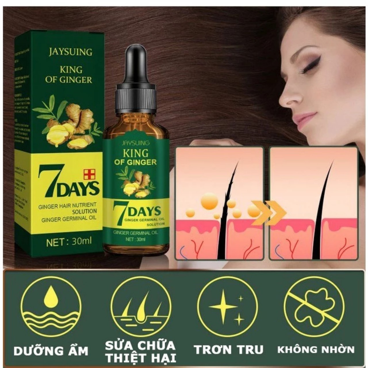 Mọc Tóc Mạnh Mẽ với Tinh Dầu Xịt ELHOE: Tinh Chất Nhân Sâm và Gừng Tươi Hiêu Qủa Sau 7 Ngày