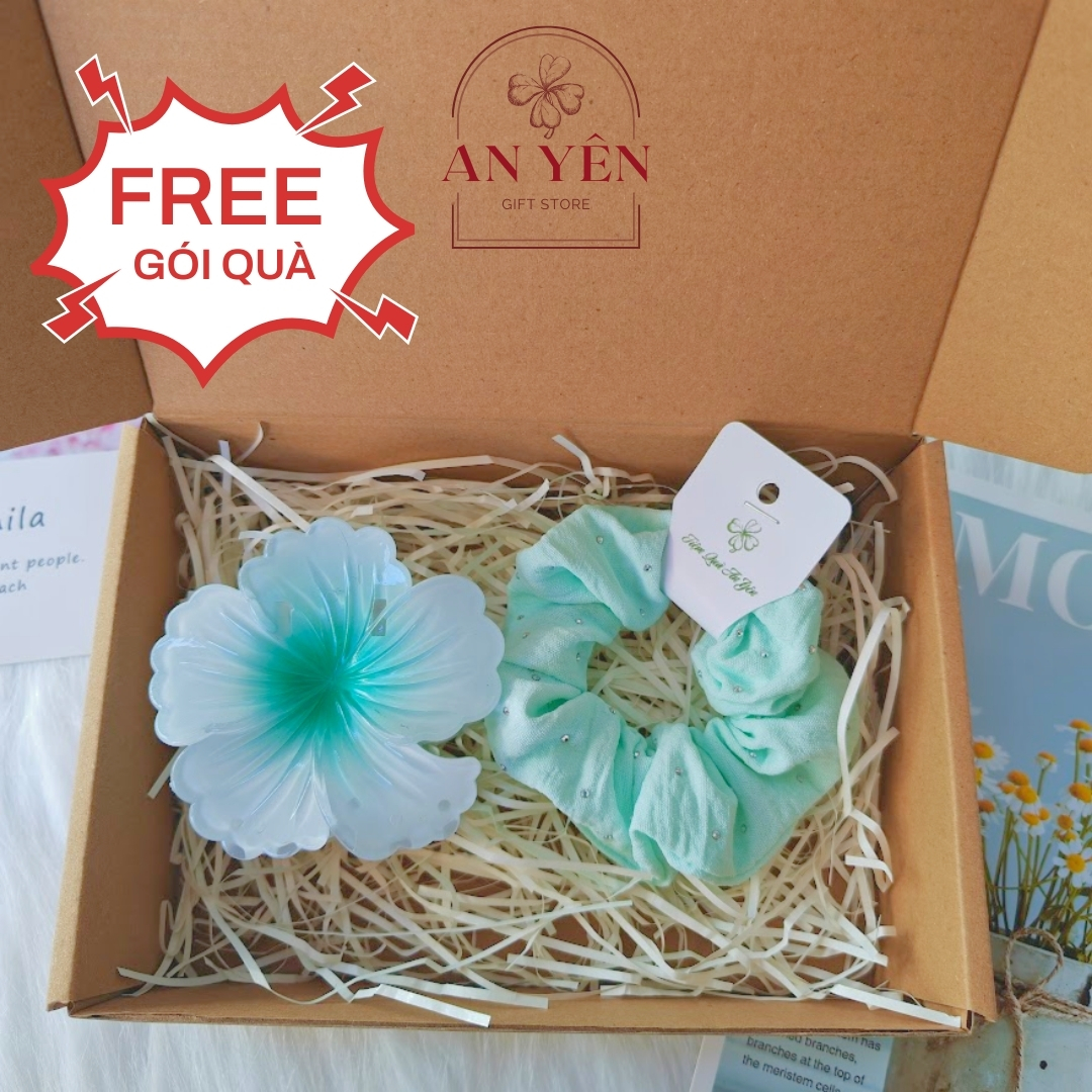 Set Quà Tặng Kẹp Tóc Hoa Mẫu Đơn và Dây Cột Scrunchies Nàng Thơ No.10 Tặng Sinh Nhật Bạn Gái Người Yêu 20/10 8/3