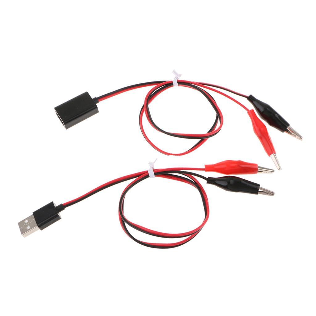 Alligator Test Clips Clamp to USB Male + Female   Cable 53cm