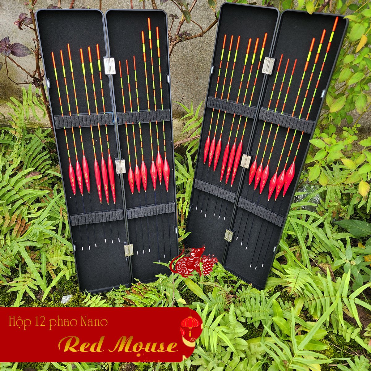 Bộ 12 phao câu đài nano Red mouse - Hộp phao câu đài Bộ gồm 12 quả phao Red mouse có đầy đủ thông số - đồ câu Duy Hưng 0388214833