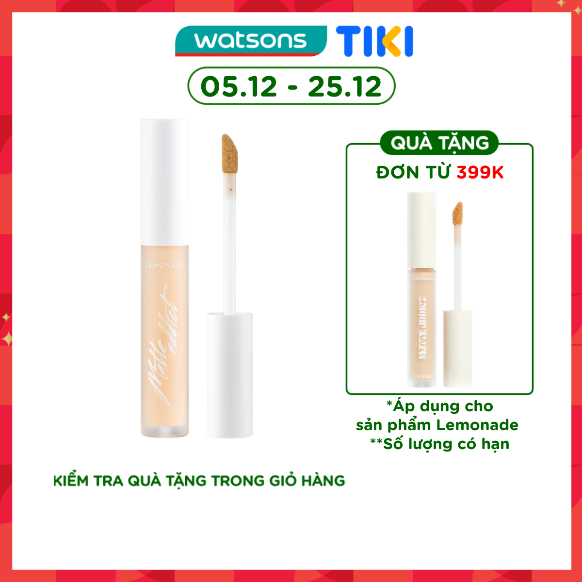 Kem Che Khuyết Điểm Lemonade Kiềm Dầu &amp; Bền Màu Tuyệt Đối Matte Addict Concealer 3g