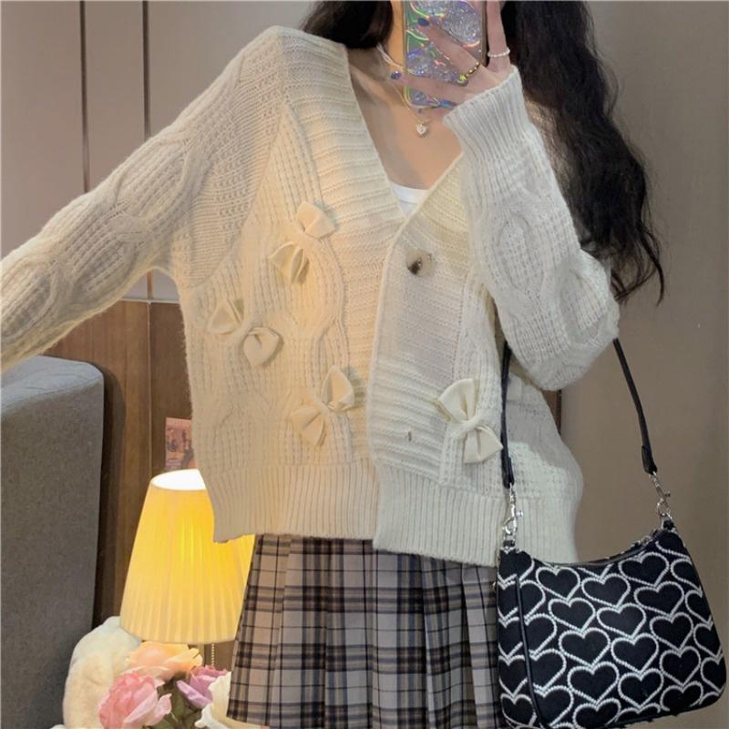 Hình ảnh Áo khoác cardigan nữ dáng ngắn áo khoác len dệt kim xinh xắn