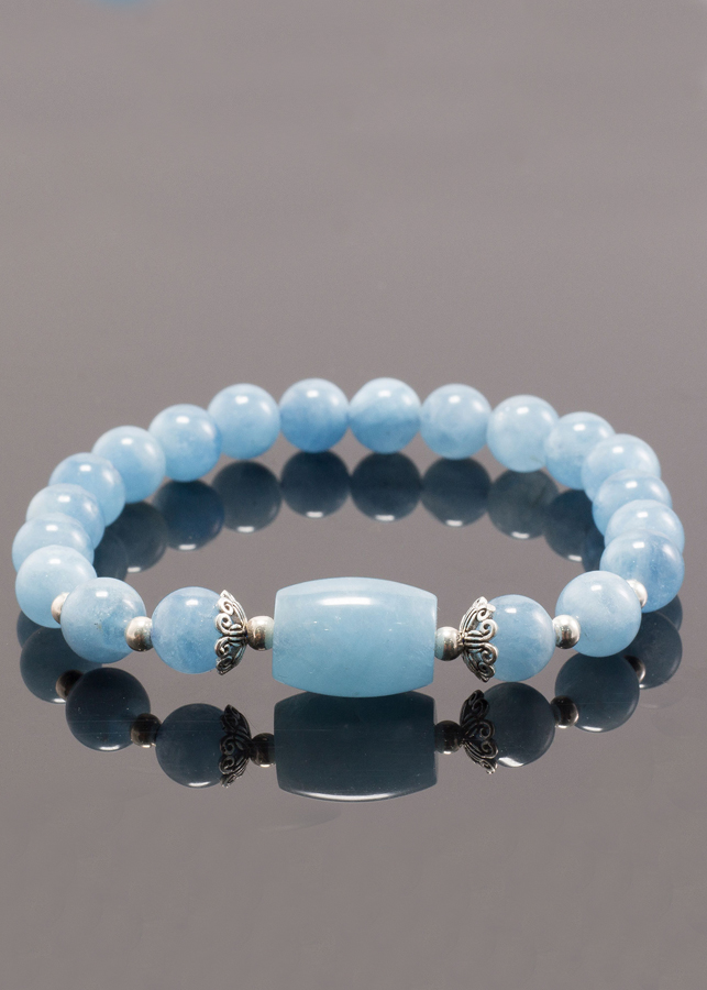 Vòng tay phong thủy đá Aquamarine phối lu thống mệnh Thủy, Mộc - Ngọc Quý Gemstones
