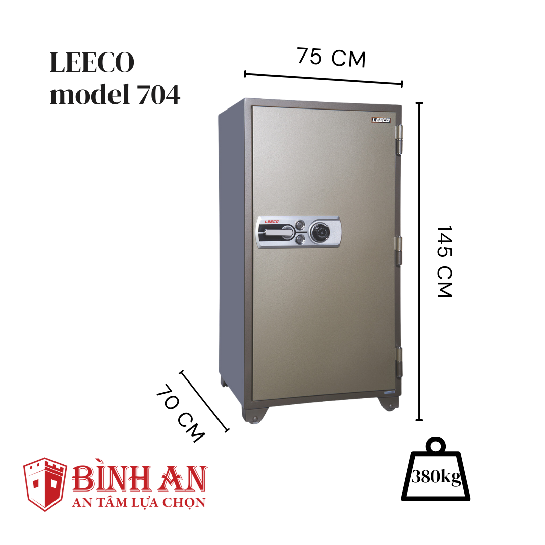 Két Sắt LEECL 704 Nhập Khẩu Thái Lan Chống Cháy Chuẩn JIS 1000 Độ C Khoá Bảo Mật Cao Cấp Cho Gia Đình Và Văn Phòng - Hàng Chính Hãng