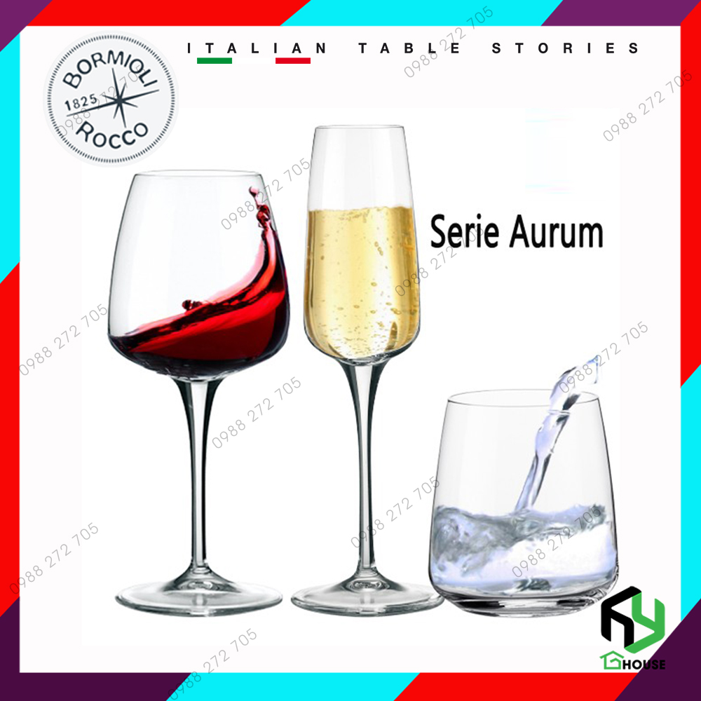 [ITALY] Ly uống rượu vang đỏ, vang trắng cao cấp thủy tinh, wine glass Aurum 520ml - Bormioli Rocco