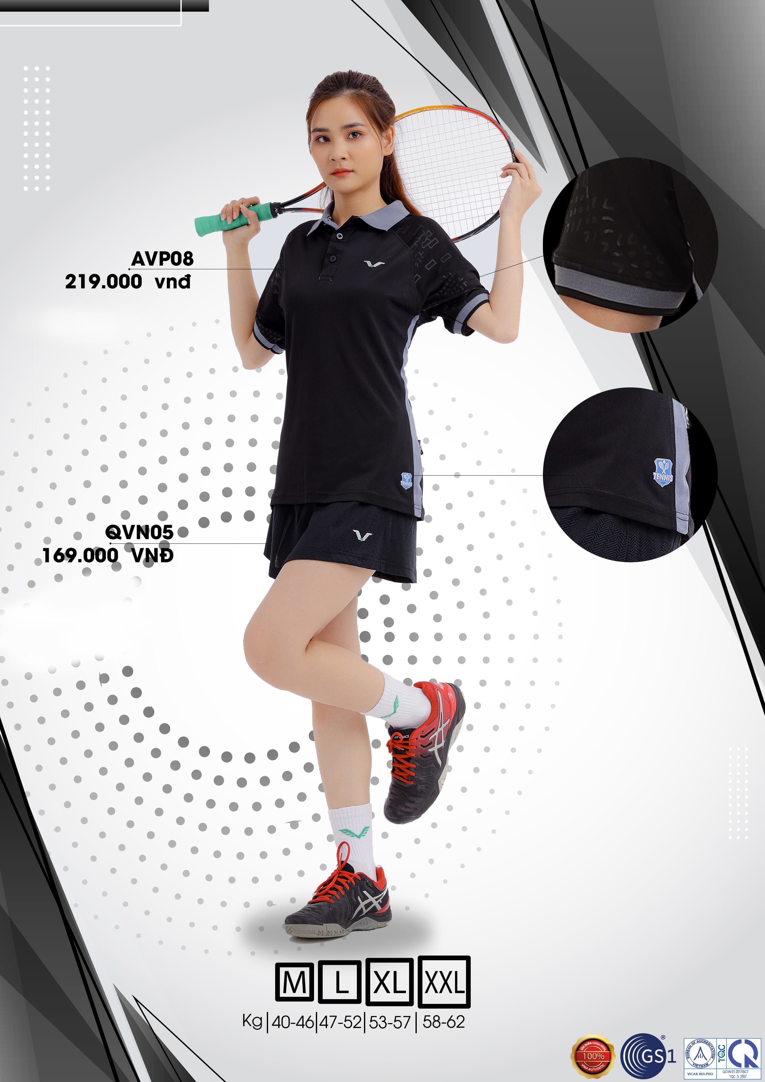 ÁO THỂ THAO CÓ CỔ NỮ WVNAVP08 VINA AUTHENTIC CHẤT LƯỢNG CAO CẤP, CO GIẢN, THẤM HÚT MỒ HÔI, HỢP THỜI TRANG, CHUẨN THƯƠNG HIỆU
