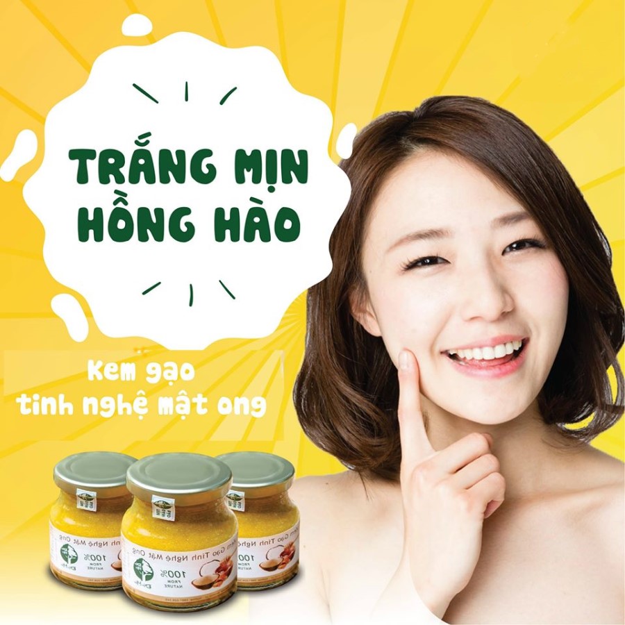 Combo 02 hộp Kem gạo tinh nghệ mật ong Độc Mộc 250g - Dưỡng da trắng mịn, làm mờ thâm nám, tàn nhan