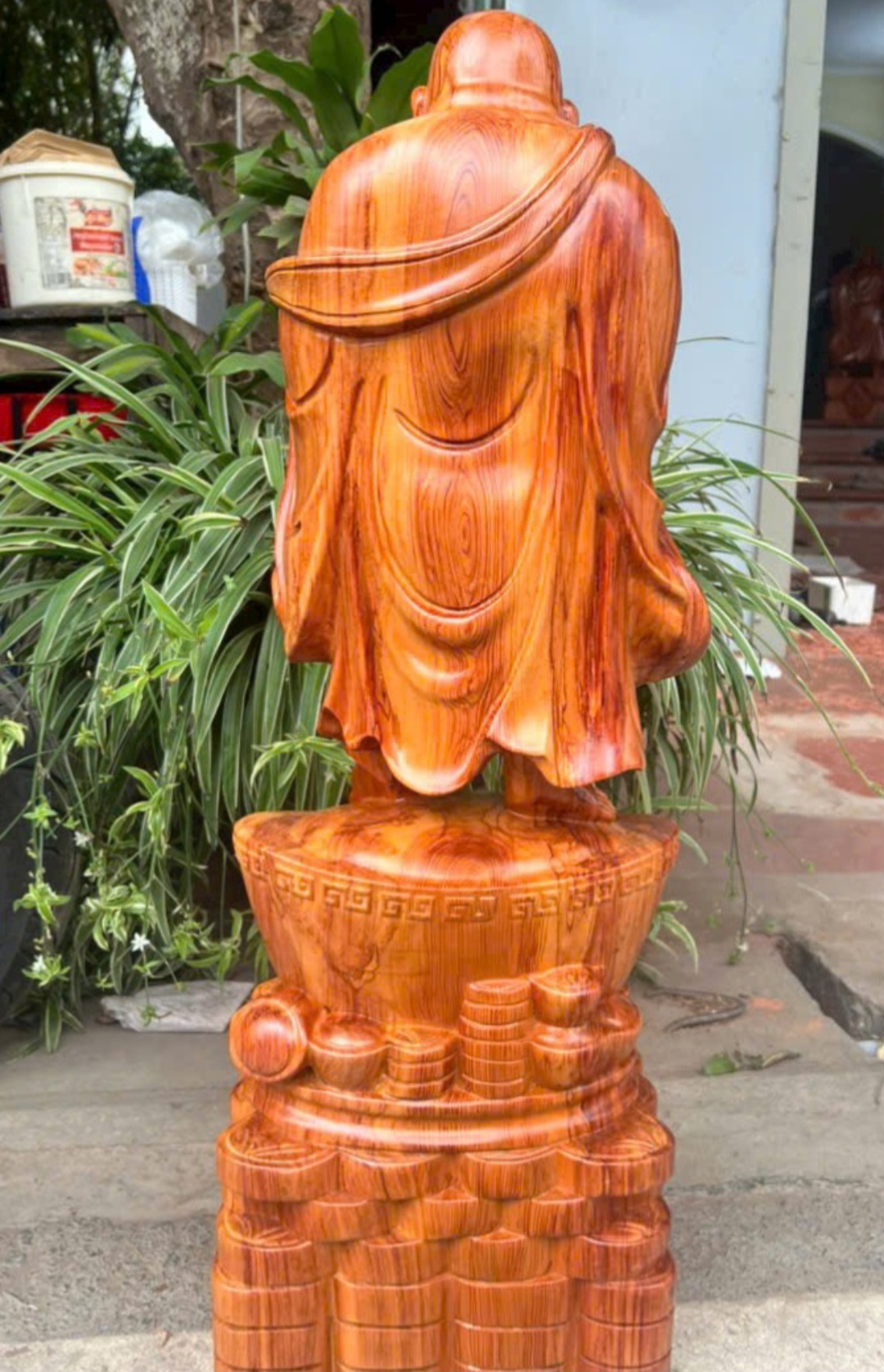 Tượng phật di lặc chúc phúc bằng gỗ hương đá kt cao 60cm