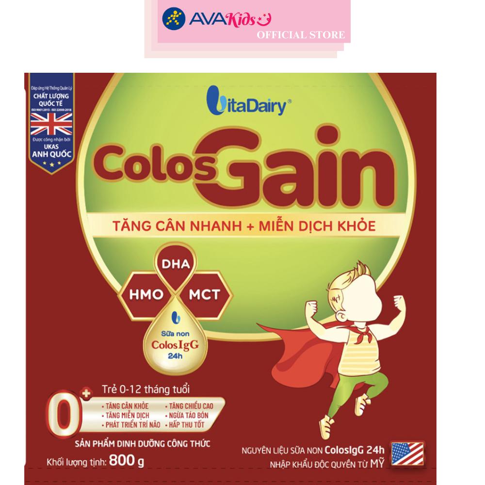 Sữa bột Colos Gain 0+ (sữa non) hương vani 800g (0 - 12 tháng)
