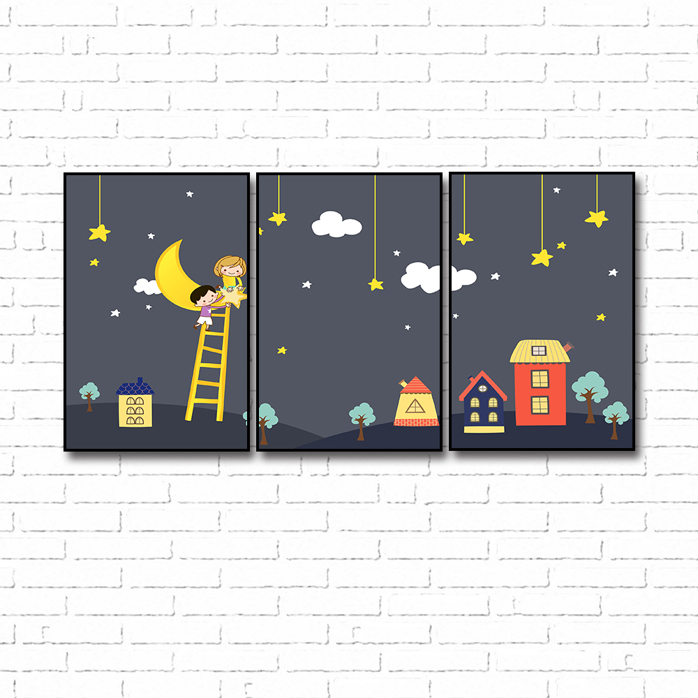Tranh CANVAS treo tường – Bộ tranh bầu trời sao CA176 - Vải canvas kim tuyến cán PiMa - công nghệ in UV - Khung viền composite
