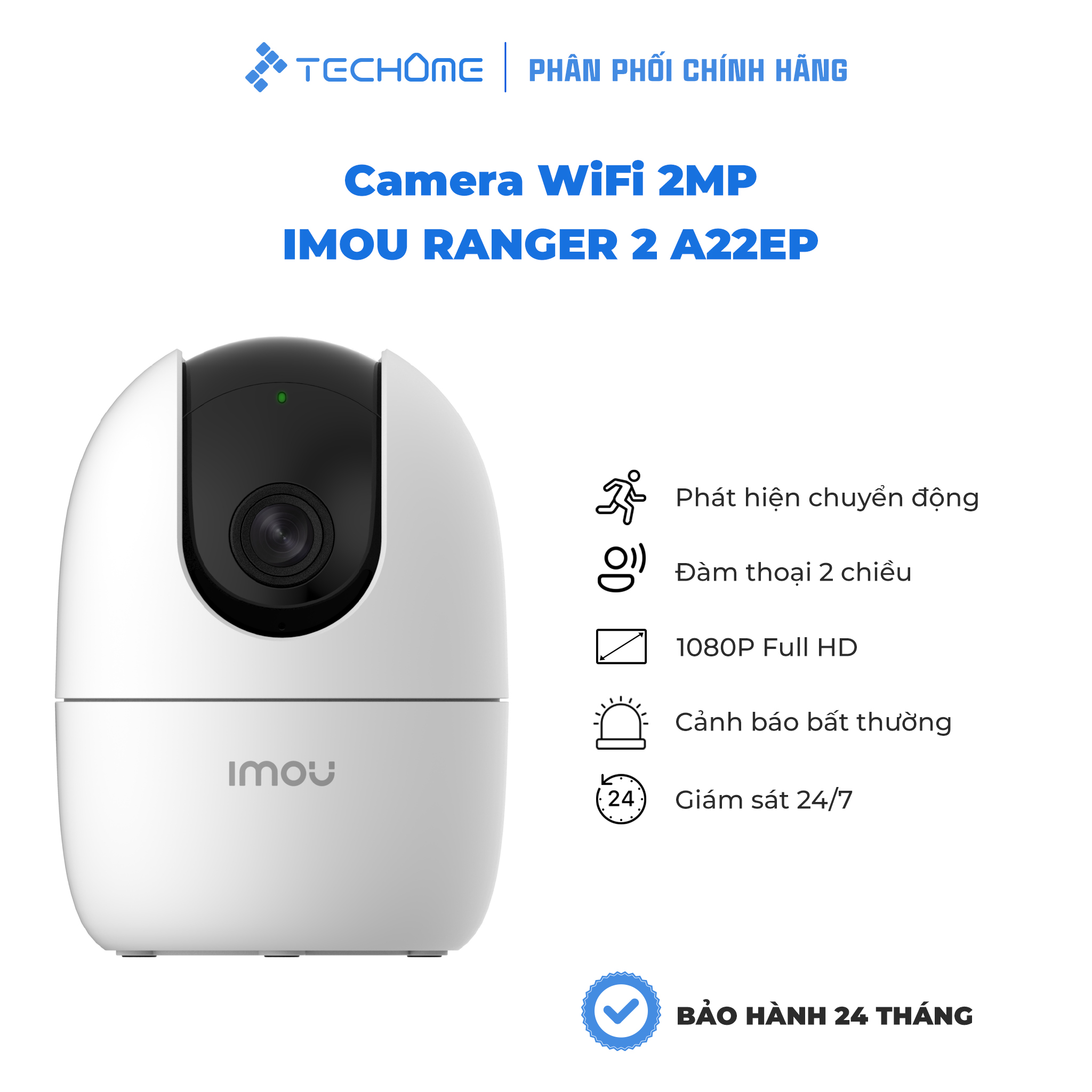 Camera Wifi 2MP IMOU A22EP RANGER đàm thoại hai chiều, báo động bất thường - Hàng chính hãng