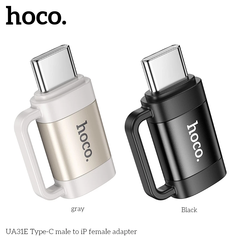 Đầu chuyển đổi cáp sạc (L to C) Hoco UA31E hỗ trợ sạc nhanh PD 60W cho điện thoại _ Hàng chính hãng