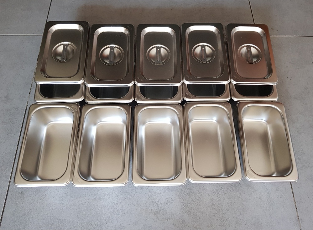 combo 5 khay inox đựng thạch 10x17 cao 6,5cm có nắp