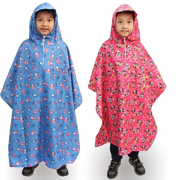 Áo mưa bít , áo đi mưa trùm kín cho các bé từ 7 - 10 tuổi , vải dù , chống thấm nước , họa tiết hoạt hình nhiều màu 