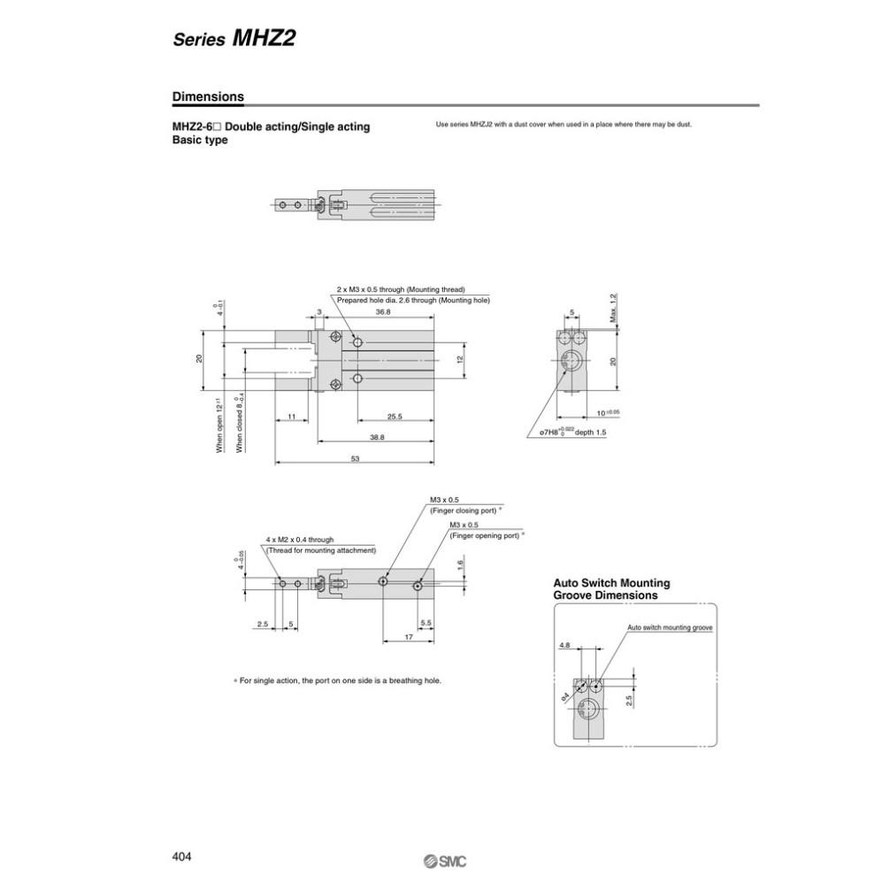 Xylanh kẹp SMC MHZ2-6D, MHZ2-6S, MHZL2-6D