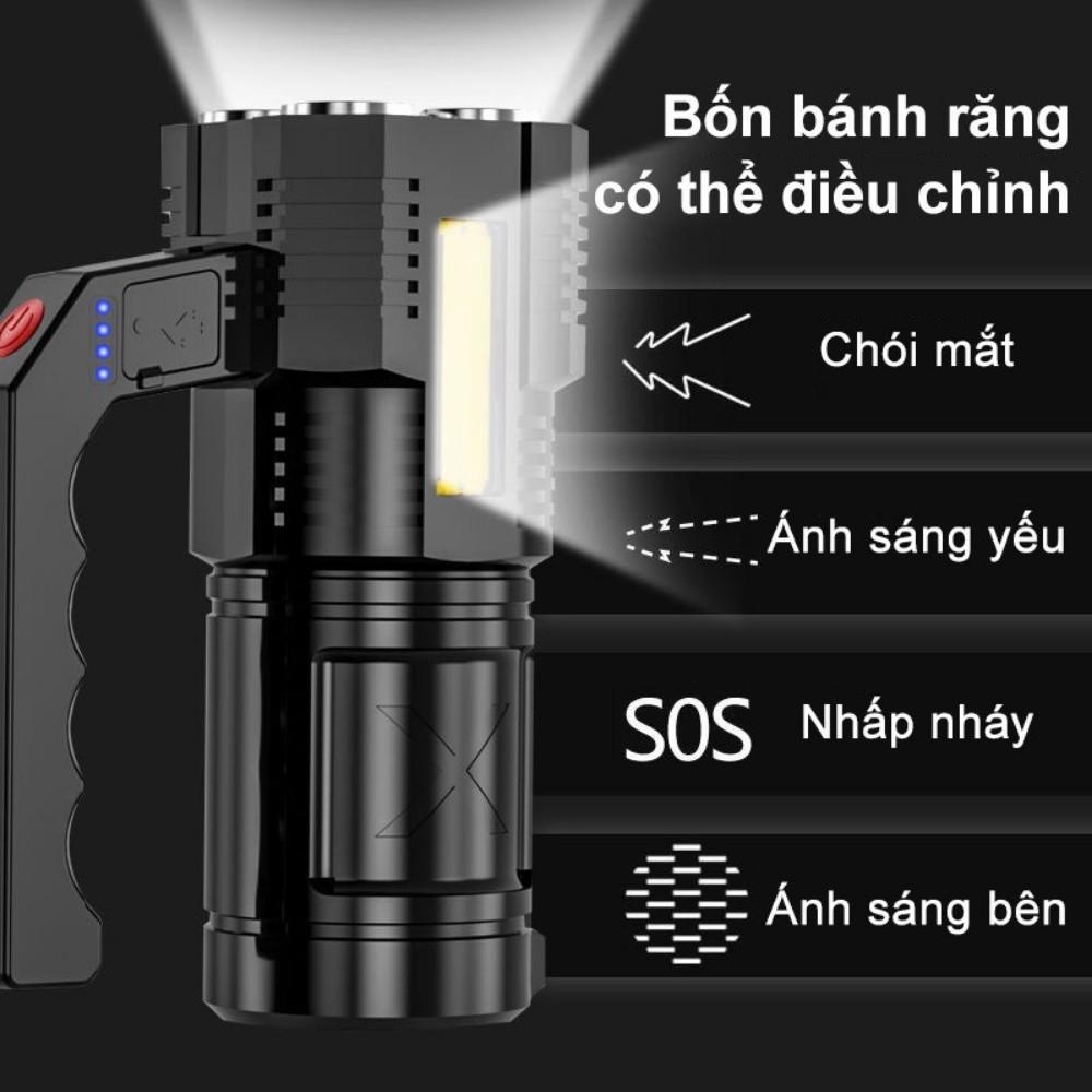 Đèn Pin Cầm Tay Siêu Sáng, Góc Chiếu Rộng, Chống Nước Tiết Kiệm Điện