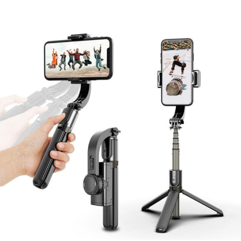 Gậy chụp hình selfie quay phim chống rung kiêm tripod đa năng 2 in 1 kèm remote bluetooth không dây hiệu HOTCASE Gimbal Stablizer L08 hỗ trợ nhiều mức thay đổi độ dài, tripod 3 chân chắc chắn, xoay 360 độ - Hàng nhập khẩu