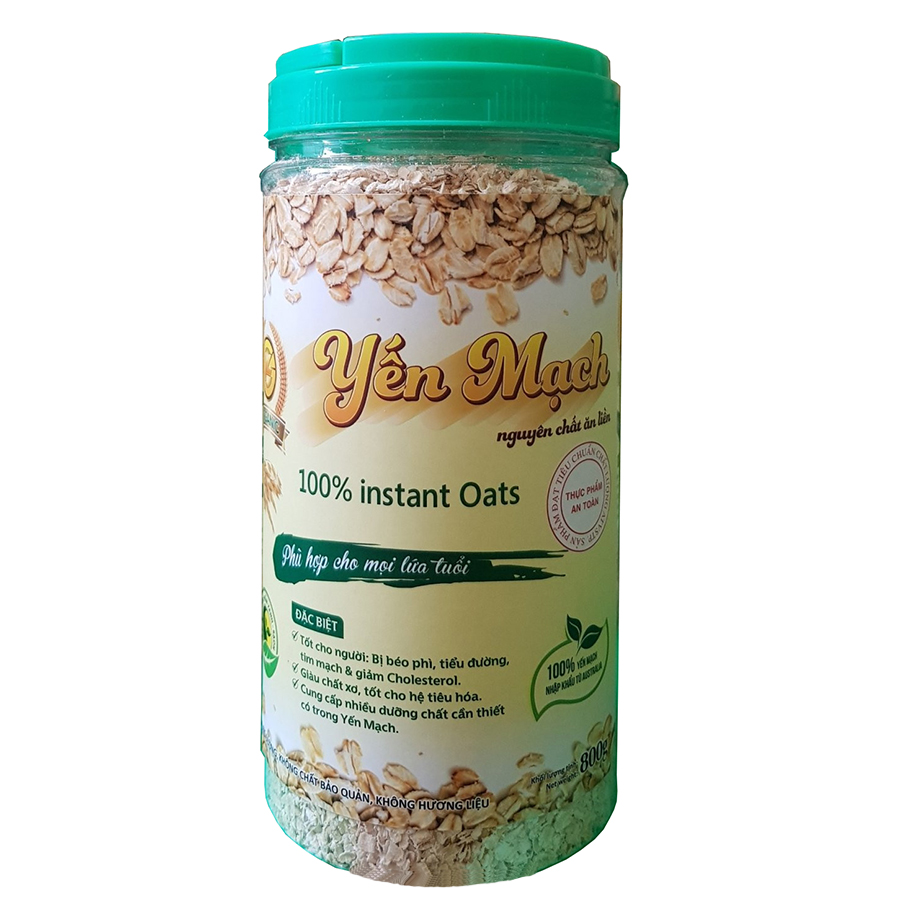 Hũ 800gr Yến Mạch nguyên chất, nguyên cám KG ORGANIC