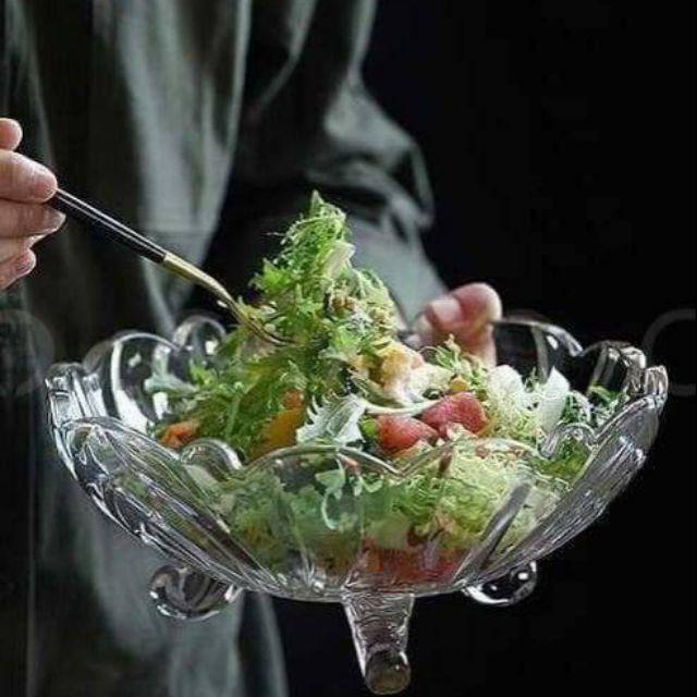 Bát tô đựng hoa quả bánh kẹo salad thả hoa thuỷ tinh pha lê đựng chè trà sữa 3 chân đẹp giá rẻ