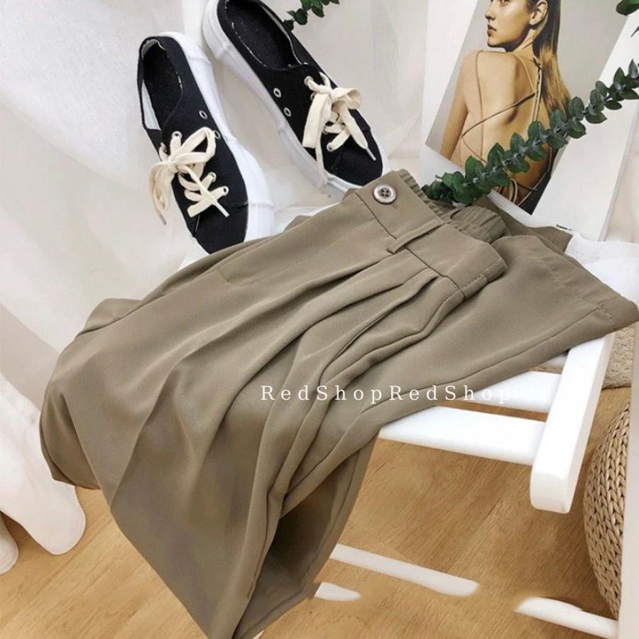 Quần Ống Suông Culottes Ulzang Dáng Dài - Quần ống Rộng Nữ Thiết Kế Cạp Cao Lưng Chun Chất Liệu Lụa Cát Hàn Cực Mềm Mịn