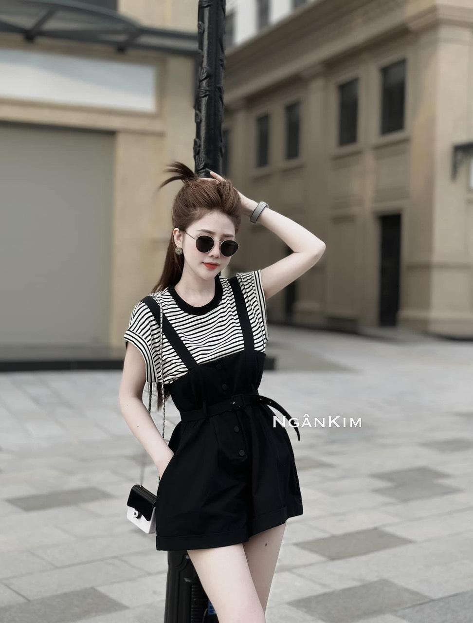 SET ĐI CHƠI, SET 2 MÓN ÁO THUN SỌC PHỐI YẾM KẺ KÈM ĐAI CỰC HOT