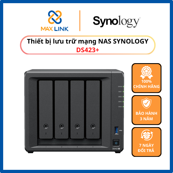 Thiết bị lưu trữ NAS Synology DS423+ (Đen) - Hàng Chính Hãng