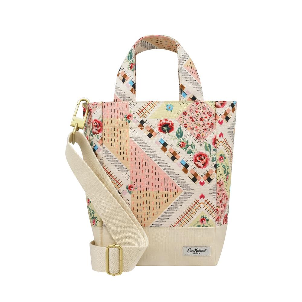 Cath Kidston - Túi đeo chéo/Organic Cotton Small Tote - Patchwork - Cream/Pink -1048803