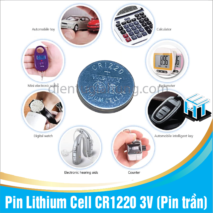 Combo 10 viên Pin Lithium Cell CR1220 3V (Pin trần)