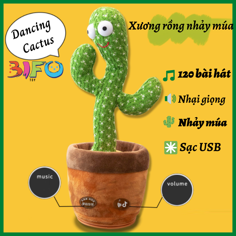 Đồ chơi nhồi bông xương rồng nhảy múa uốn lượn Dancing Cactus phát ra âm thanh vui nhộn biết nhại tiếng