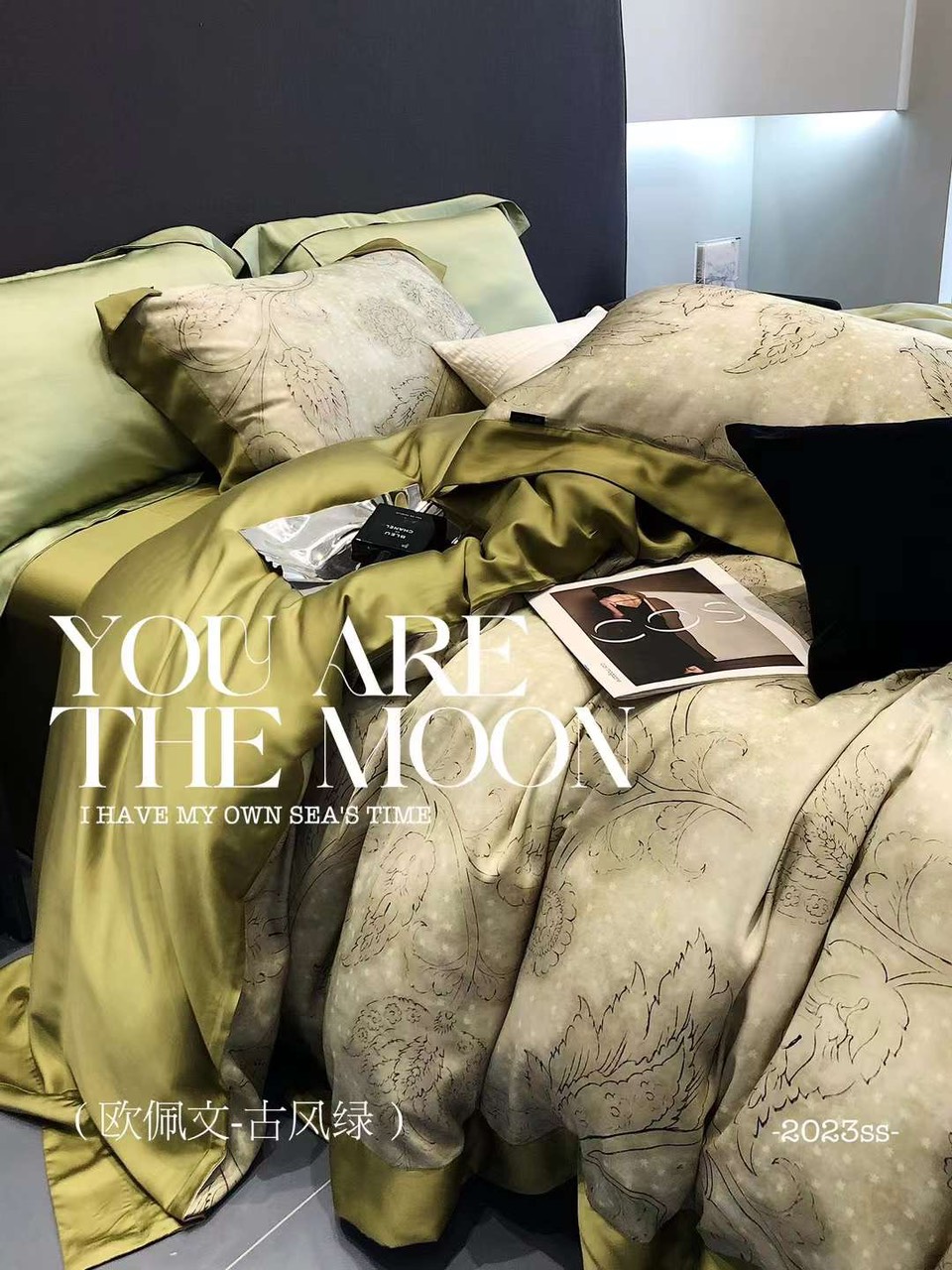 Drap Giường Tencel 100s Bộ Chăn Ga Gối Đệm 5 Món Chăn Chần Bông Lụa Nhà Hin Home Bedding