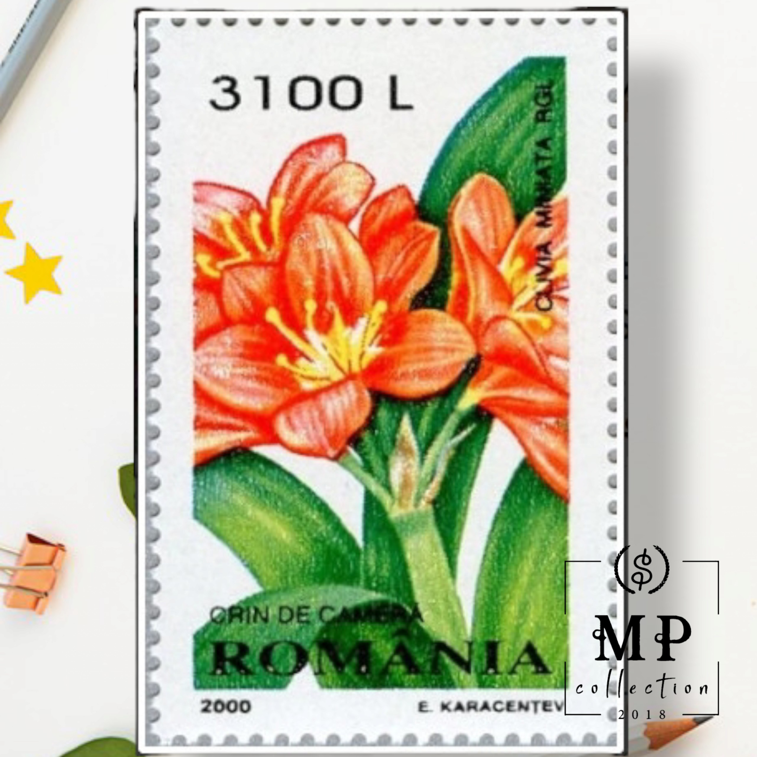 Bộ 4 tem hoa Romania năm 2000 sưu tầm