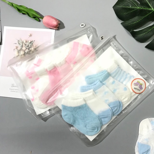 Set 5 Đôi Tất lưới Sợi Cotton Cho Bé Trai Và Bé Gái Từ 0-12 Tháng Tuổi- Thích hợp mùa hè