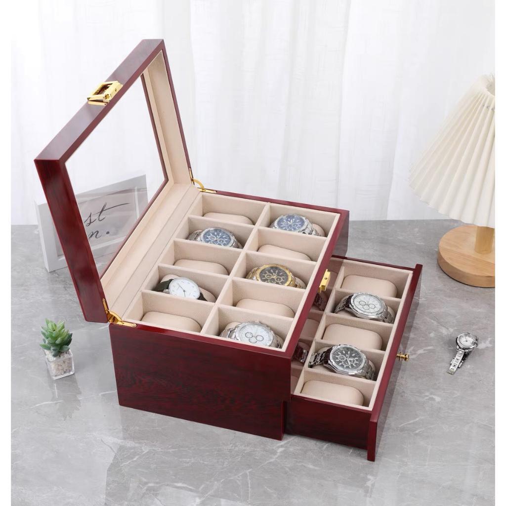 Hộp đựng đồng hồ và mắt kính trang sức 6/10/12/24 ngăn 2 tầng cao cấp