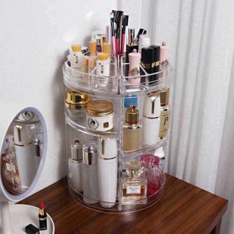 Kệ mỹ phẩm để bàn trang điểm sắp xếp son môi, đồ dùng make up cho nữ gọn gàng ngăn nắp xoay 360 độ thông minh, có thể linh hoạt thay đổi chiều cao kệ để phù hợp SALE SẬP SÀN