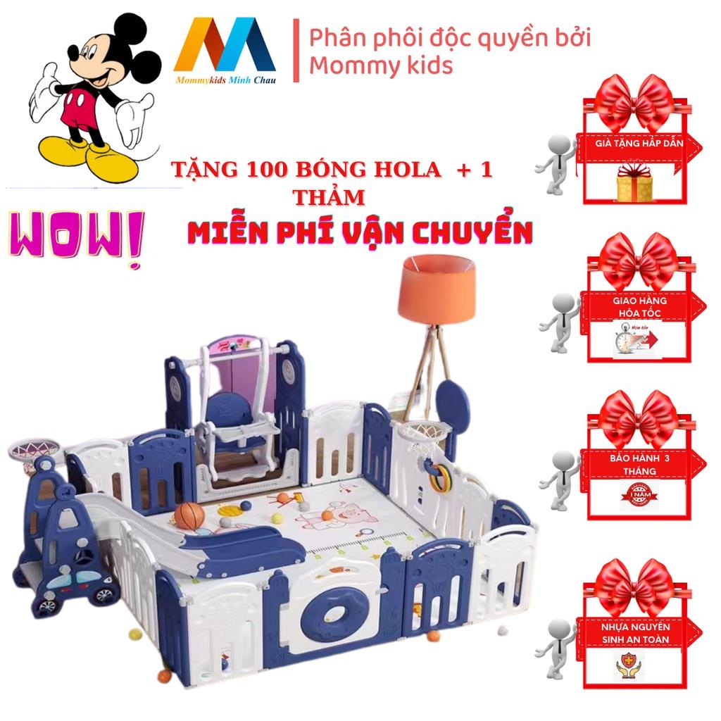 combo quây cũi MOMMYKID MINH CHÂU cầu trượt xích đu bóng rổ TẶNG THẢM 100 bónG, COMBO BÓNG RỔ