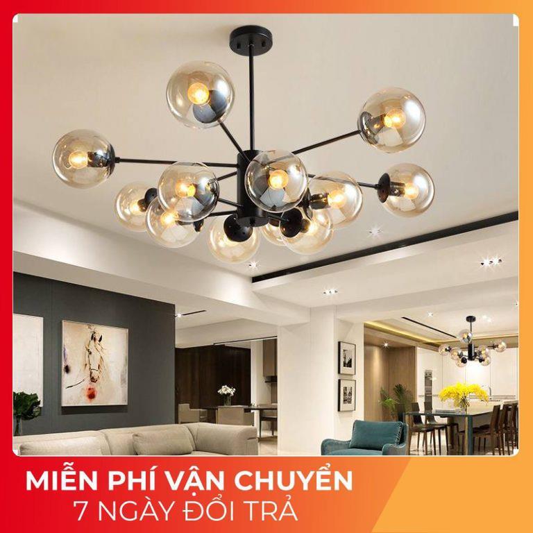 Đèn Chùm Phân Tử 9590-12 trang trí phòng khách Tặng bóng led 3 cđ ánh sáng