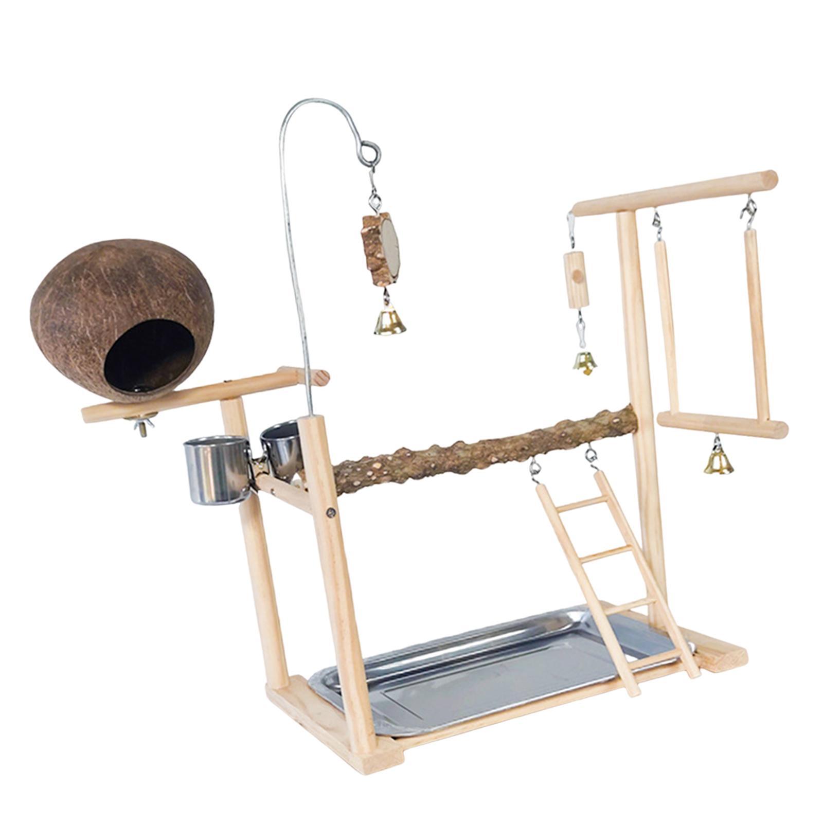 Wooden Bird Playground Ladder Perch Play for Parakeets Budgie Cage Accessories