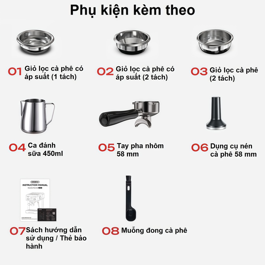 Máy pha cà phê chuyên nghiệp Espresso, Cappuccino, Latte. Thương hiệu Mỹ cao cấp HiBREW - H10. Hàng chính hãng
