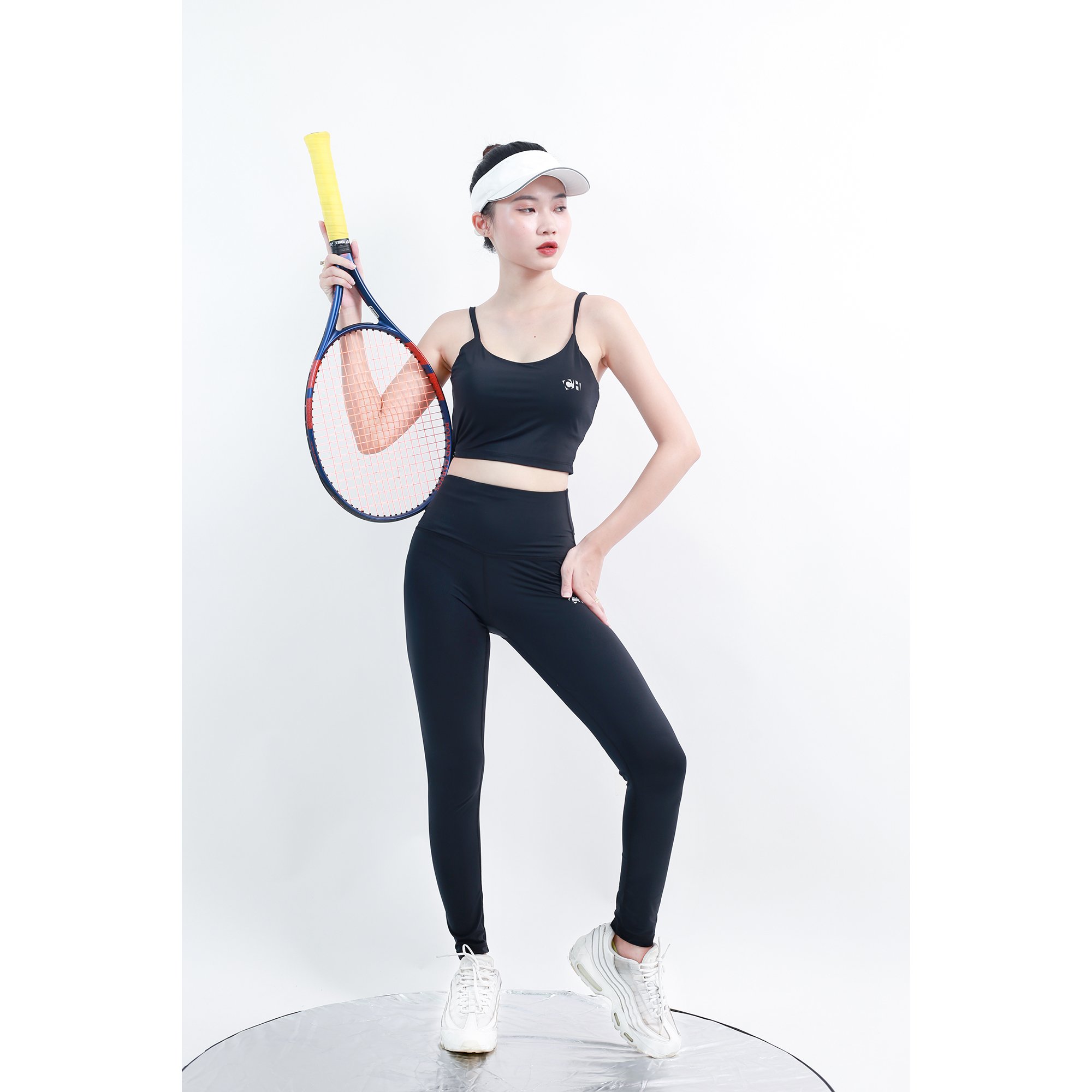 Set Quần Dài Lưng Cao + Áo Bra 2 Dây Kèm Mút Ngực Tập Yoga Aerobic Chạy Bộ Co Giãn Tốt, Tôn Dáng CH056