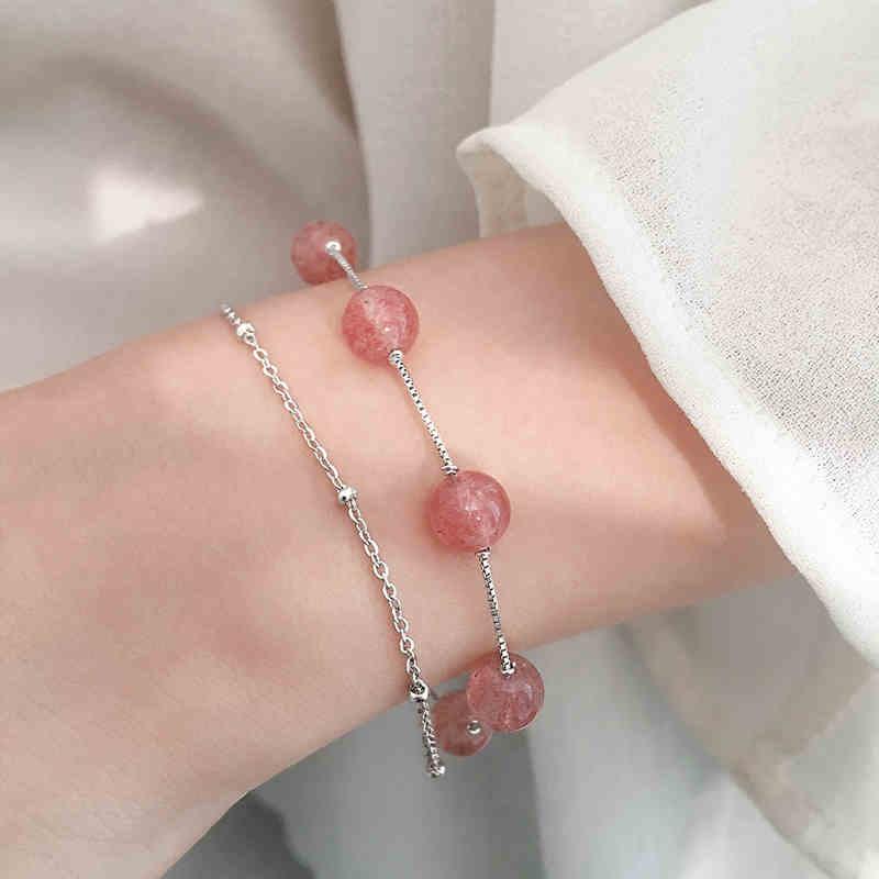 Vòng tay nữ bạc Ý s925 dâu tây 2 lớp S2165 - AROCH Jewelry